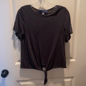 Ruffle sleeve tie front blouse